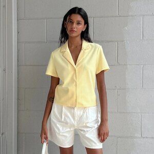 Oak + Fort Butter Yellow Cropped Blouse